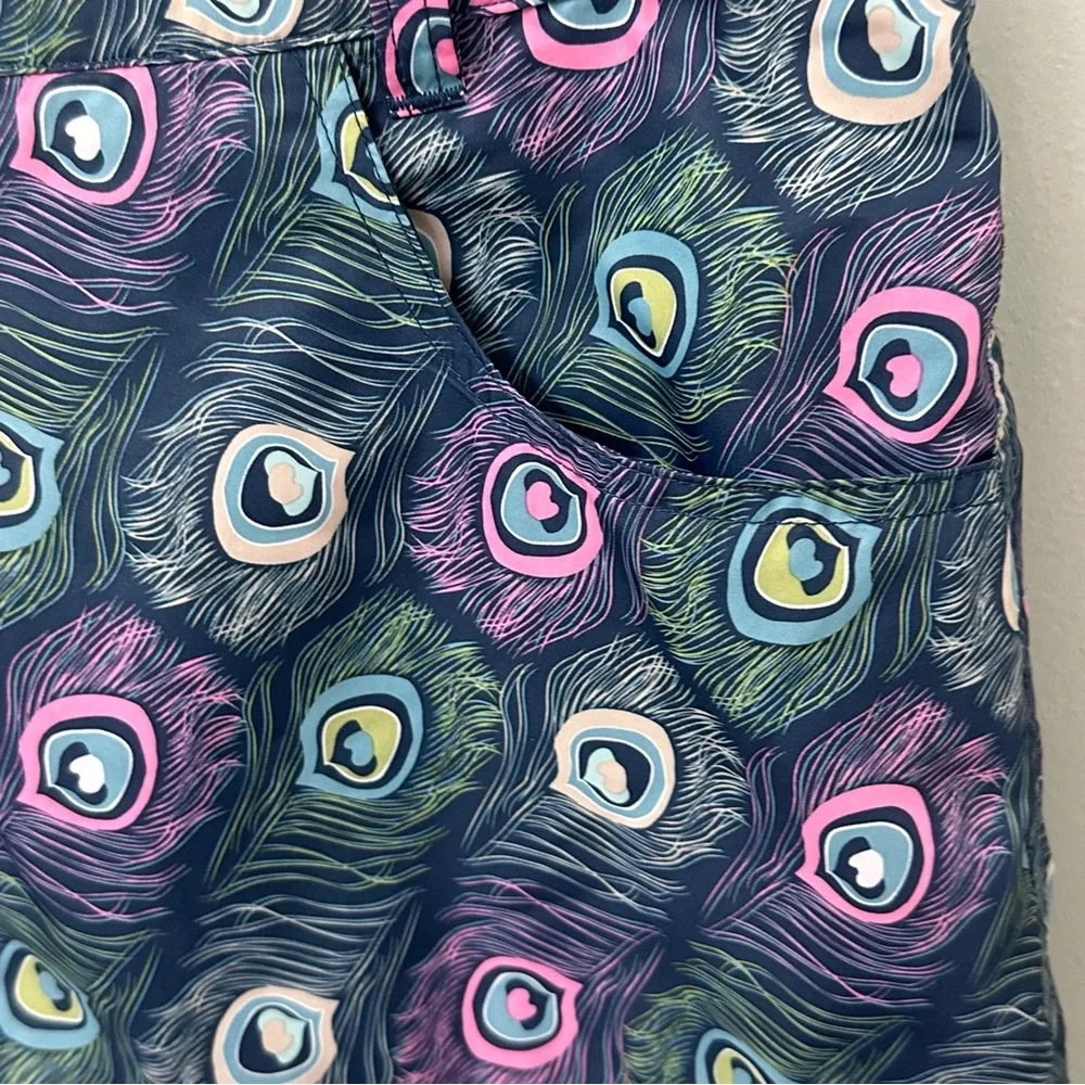DAILY SPORTS Golf Skort Skirt Womens Size 4 Blue Peacock Feather Athletic Travel